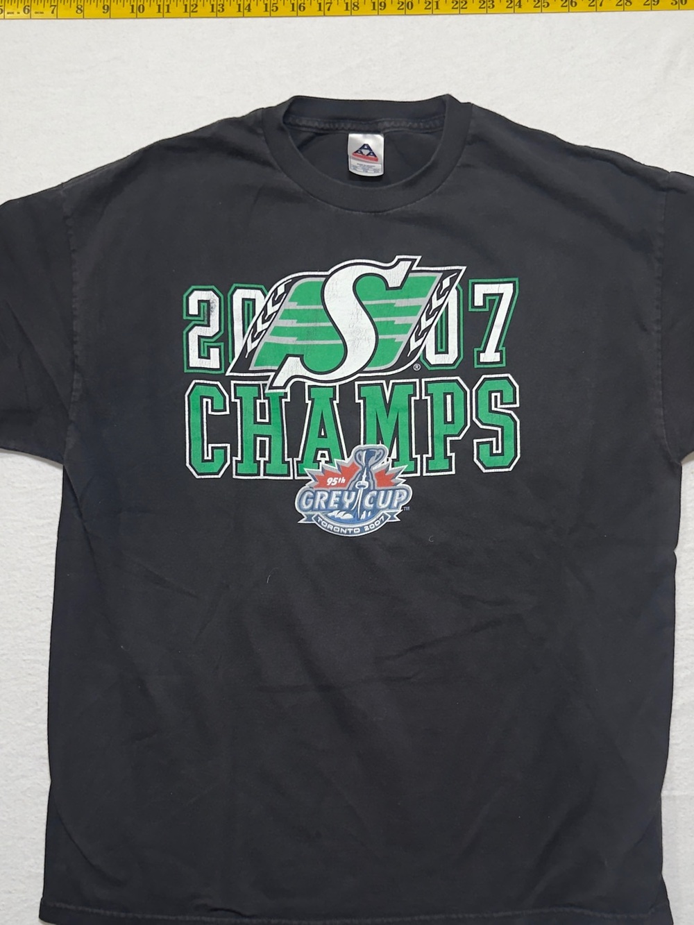 Black 2007 Champs Graphic Tee with Green Logo - Retro Football Design